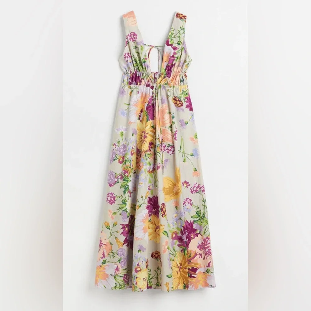 H&M Floral Summer Linen‎ Blend Maxi Dress Midi/Maxi Long - Picture 3 of 8